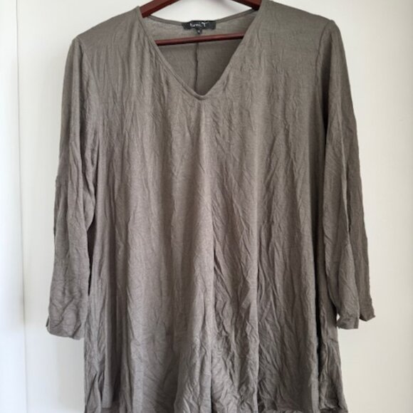 Olive Green Toni T Long Sleeve V-neck top - Picture 1 of 2